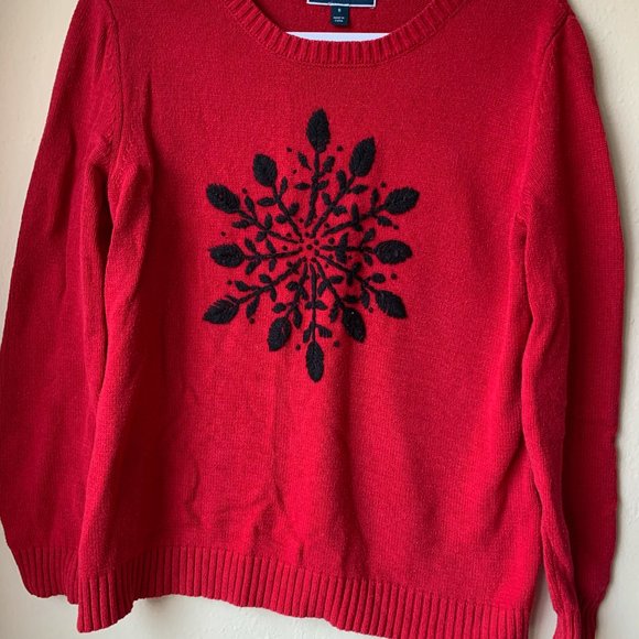 Karen Scott Red Ugly Christmas Snowflake Sweater - Picture 2 of 4